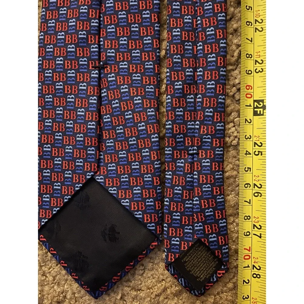Brooks Brothers Neckwear Tie Blue Red BB All Over Pattern 100% Silk JBHS